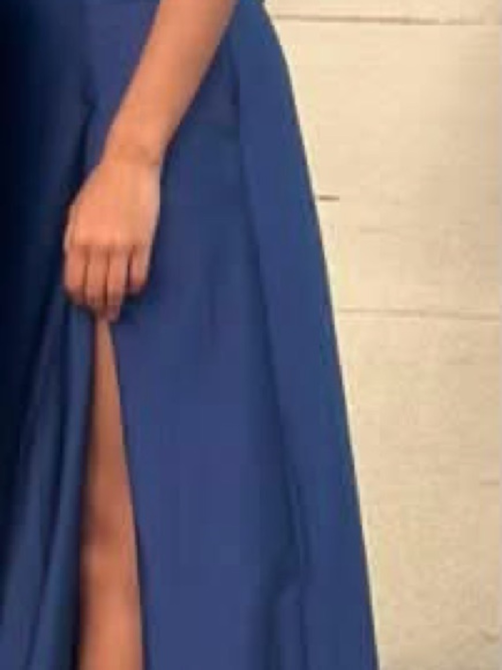 Elegant Navy Blue Women's Maxi Dress with Front Slit